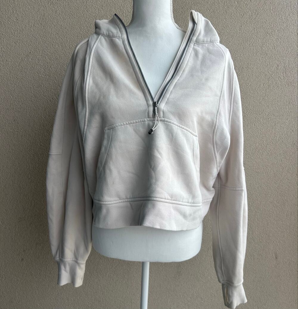 Lululemon Cream Scuba Hoodie Quarter Zip Oversized Size M/L